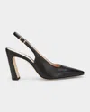 Stuart Weitzman Stassi 85mm Leather Slingback Pumps In Black