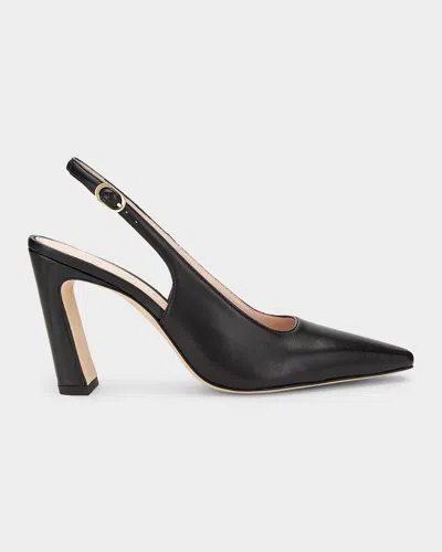 Stuart Weitzman Stassi 85mm Leather Slingback Pumps In Black