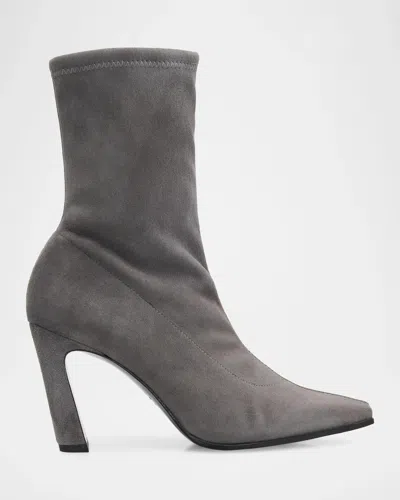 Stuart Weitzman Stassi 85mm Stretch Booties In City Fog