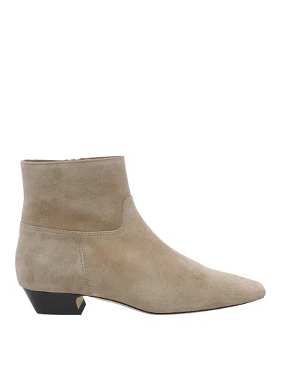 Stuart Weitzman Beige Stassi Calf Leather Ankle Boots In Brown