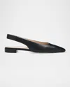 Stuart Weitzman Stassi Leather Slingback Flats In Black