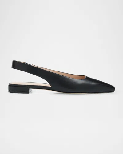 Stuart Weitzman Stassi Leather Slingback Flats In Black