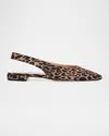 Stuart Weitzman Stassi Leopard Grosgrain Slingback Flats In Animal Print