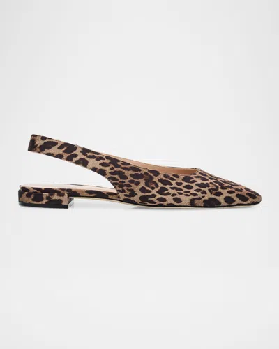Stuart Weitzman Stassi Leopard Grosgrain Slingback Flats In Animal Print