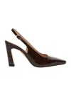 Stuart Weitzman Croc-effect Slingback Pumps In Brown