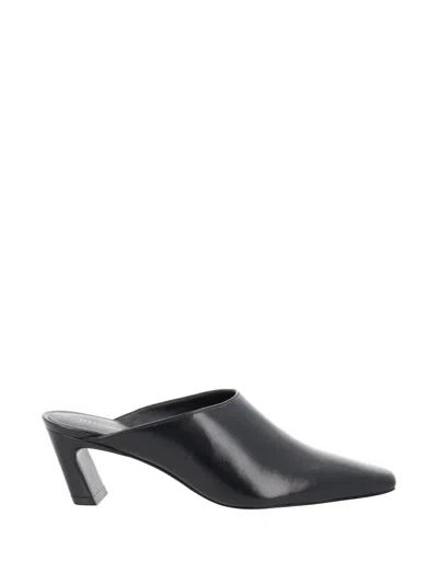 Stuart Weitzman Stassi Square-toe Leather Mules In Black