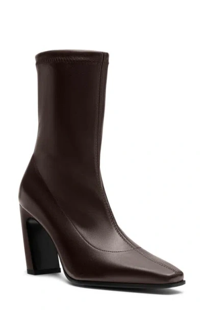 Stuart Weitzman Stassi Stretch Leather Bootie In Brown