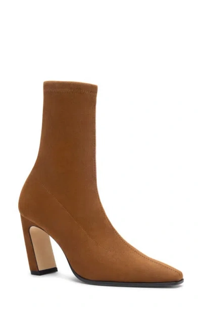 Stuart Weitzman Stassi Stretch Leather Bootie In Toasted Almond