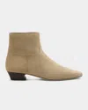 Stuart Weitzman Stassi Suede Zip Ankle Boots In Brown