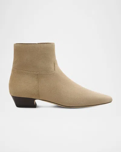 Stuart Weitzman Stassi Suede Zip Ankle Boots In Neutral