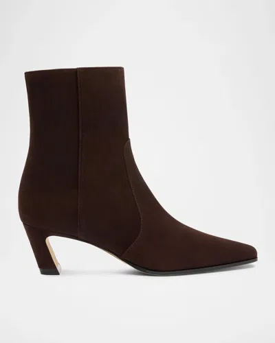 Stuart Weitzman Stassi Suede Zip Booties In Brown