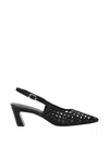 Stuart Weitzman 50mm Stassi Woven Leather Slingback Pumps In Black