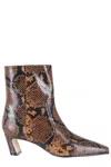 Stuart Weitzman Stassi 50 Snake-effect Leather Ankle Boots In Brown