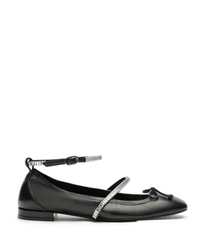 Stuart Weitzman , Stefanie Ballet Flat, Last Chance, Black/clear, Lacquered Nappa/crystal