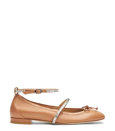 Stuart Weitzman , Stefanie Ballet Flat, Last Chance, Tan/clear, Lacquered Nappa/crystal In Pink