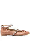 Stuart Weitzman Stefanie Embellished Leather Ballet Flats In Pink