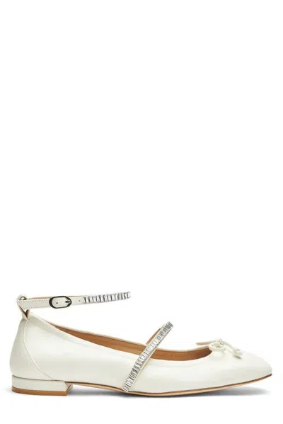 Stuart Weitzman Stefanie Embellished Ballerina Flats In White