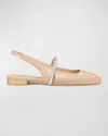 Stuart Weitzman Crystalline Leather Slingback Flat In Adobe/clear