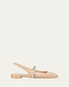 Stuart Weitzman Crystalline Leather Slingback Flat In Adobe/clear