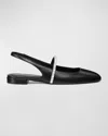 Stuart Weitzman Stefanie Leather Slingback Ballerina Flats In Black/clear
