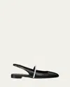 Stuart Weitzman Stefanie Leather Slingback Ballerina Flats In Black/clear