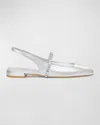 Stuart Weitzman Stefanie Metallic Slingback Ballerina Flats In Silver/clear