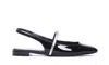 Stuart Weitzman Stefanie Leather Slingback Ballerina Flats In Black