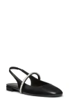 Stuart Weitzman Leather Embellished Stefanie Slingback Flats In Black/ Clear