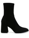 Stuart Weitzman Black Flare Block Ankle Boots In Black