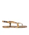 Stuart Weitzman Benni Sandalen Aus Leder Mit Schlangeneffekt In Nude