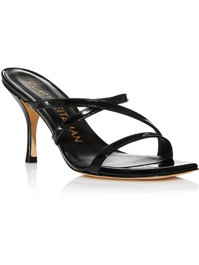 Stuart Weitzman Strapeze 85 Womens Patent Leather Slip-on Strappy Sandals In Black