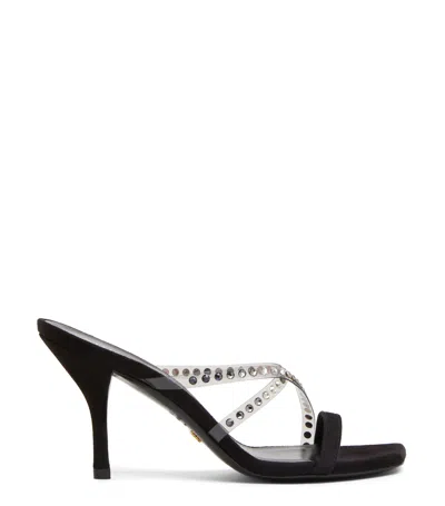 Stuart Weitzman Strapeze 85mm Crystal-embellished Sandals In Black