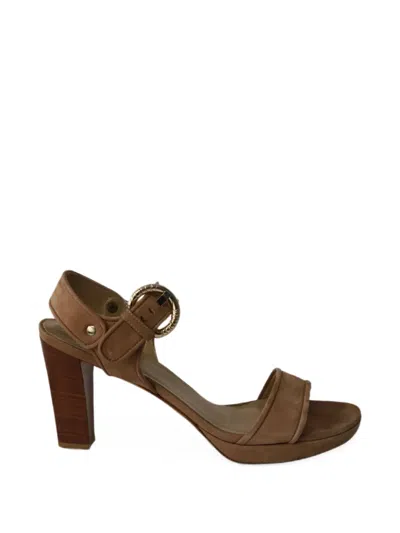 Pre-owned Stuart Weitzman Strappy Block Sandals In Neutral