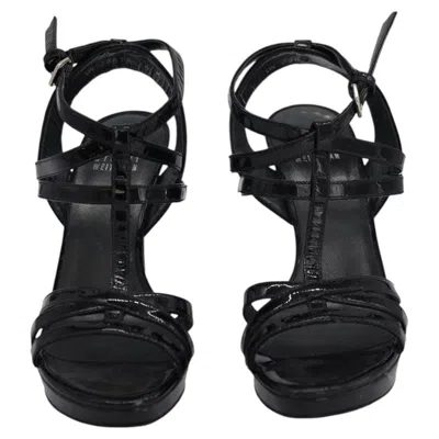 Pre-owned Stuart Weitzman Strappy High Heel Sandals In Black Patent Leather