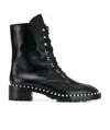Stuart Weitzman Reverie Leather Lace-up Booties In Black