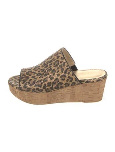 Pre-owned Stuart Weitzman Straw Animal Print Espadrilles In Brown