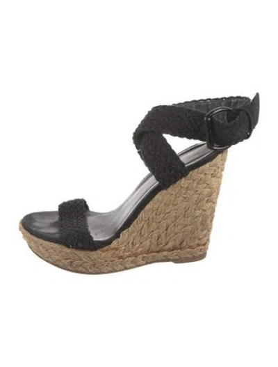Pre-owned Stuart Weitzman Straw Espadrilles In Black
