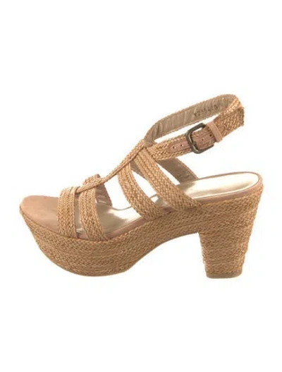 Pre-owned Stuart Weitzman Straw Espadrilles In Neutral