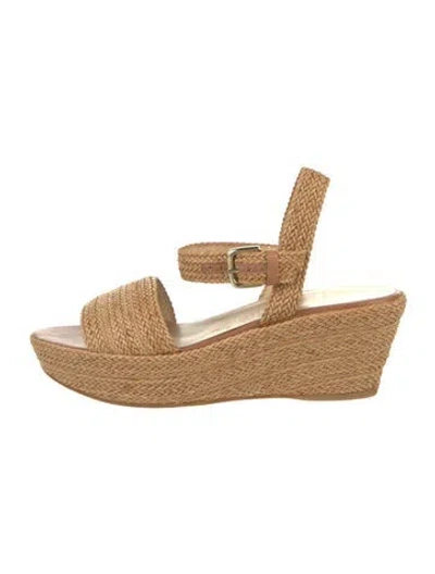 Pre-owned Stuart Weitzman Straw Espadrilles In Neutral