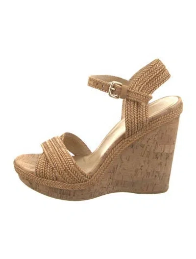 Pre-owned Stuart Weitzman Straw Espadrilles In Neutral