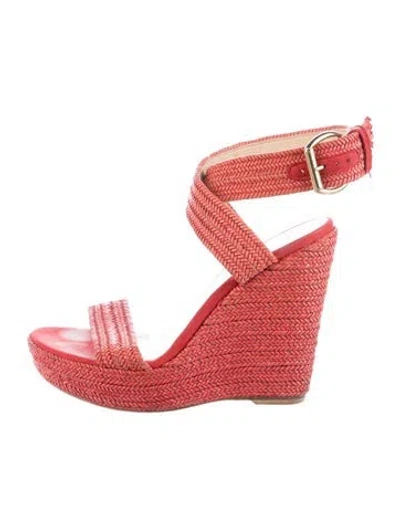 Pre-owned Stuart Weitzman Straw Espadrilles In Red