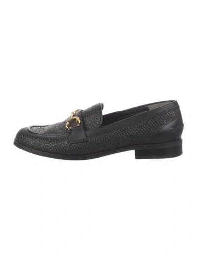 Pre-owned Stuart Weitzman Straw Loafers In Black