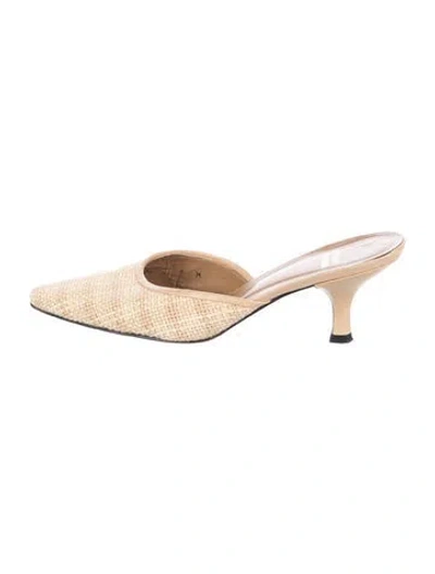 Pre-owned Stuart Weitzman Straw Patterned Mules In Neutrals