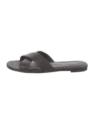 Pre-owned Stuart Weitzman Straw Slides In Black