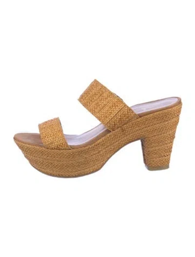 Pre-owned Stuart Weitzman Straw Slides In Neutral