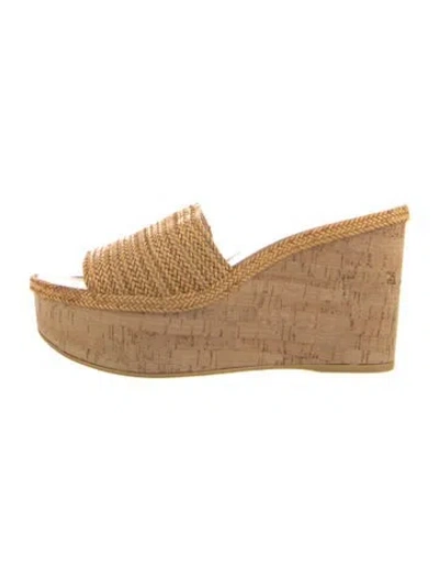 Pre-owned Stuart Weitzman Straw Slides In Neutral