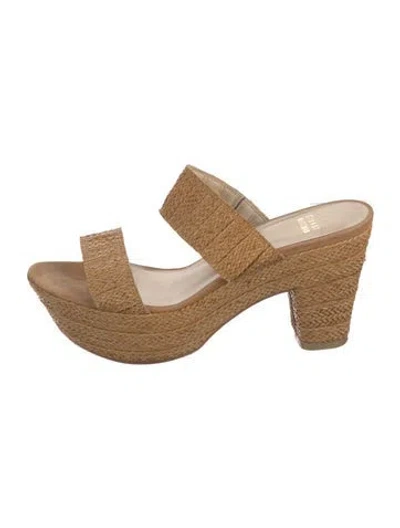 Pre-owned Stuart Weitzman Straw Slides In Neutrals