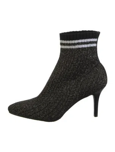 Pre-owned Stuart Weitzman Striped Glitter Accents Sock Boots In Gold/metallic
