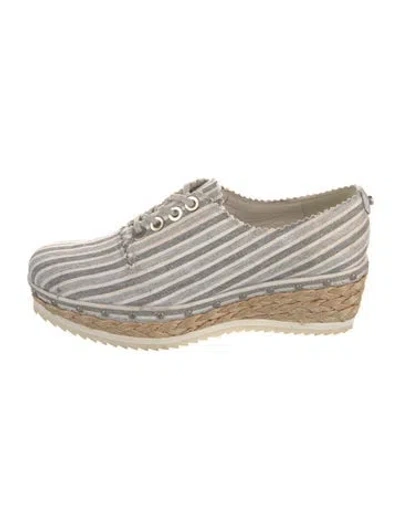 Pre-owned Stuart Weitzman Striped Studded Accents Espadrille Sneakers In Gray