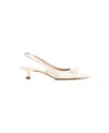 Stuart Weitzman Rosie 35 Leather Slingback Heels In White